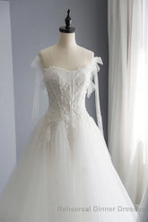 A-Line Tulle Lace Long Semi Formal Prom Dresses, Evening Party Dresses